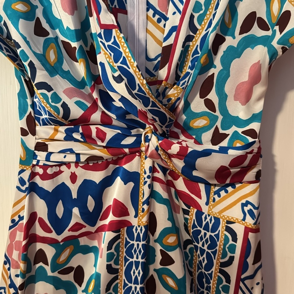 Zara NWT Satin Effect Multicolor Patchwork Print … - image 8